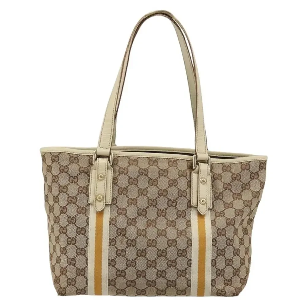 Gucci GG Canvas Web Tote Beige